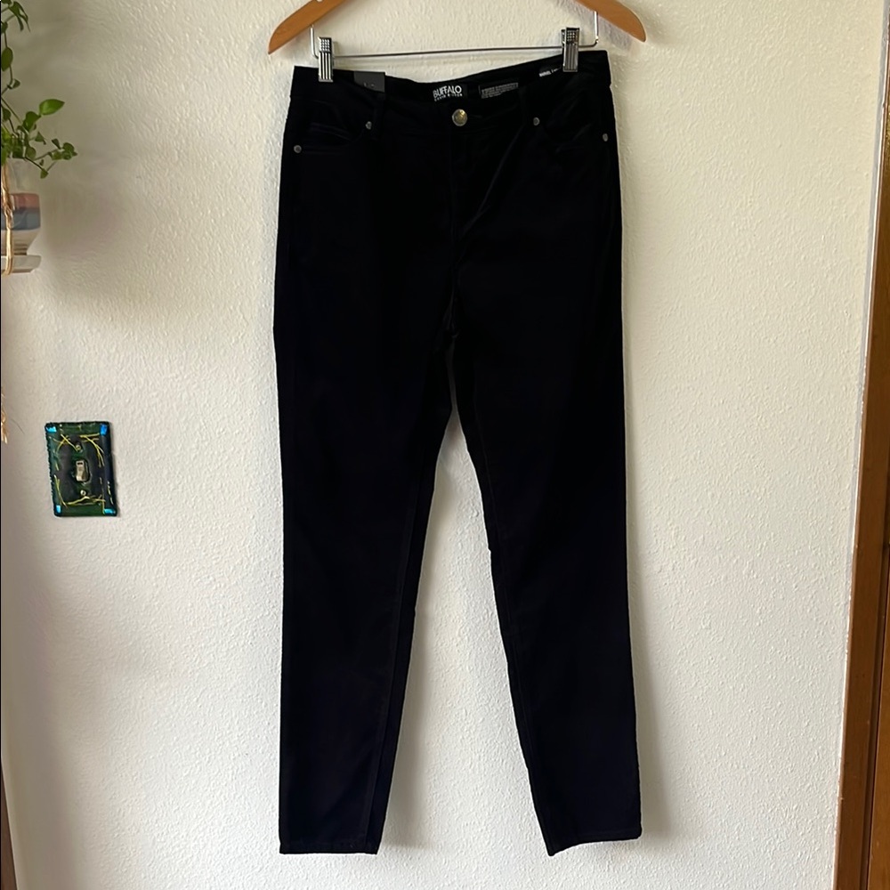 Buffalo by David Bitton Black Velvet Mid-Rise Skinny Stretch Pants 10/30